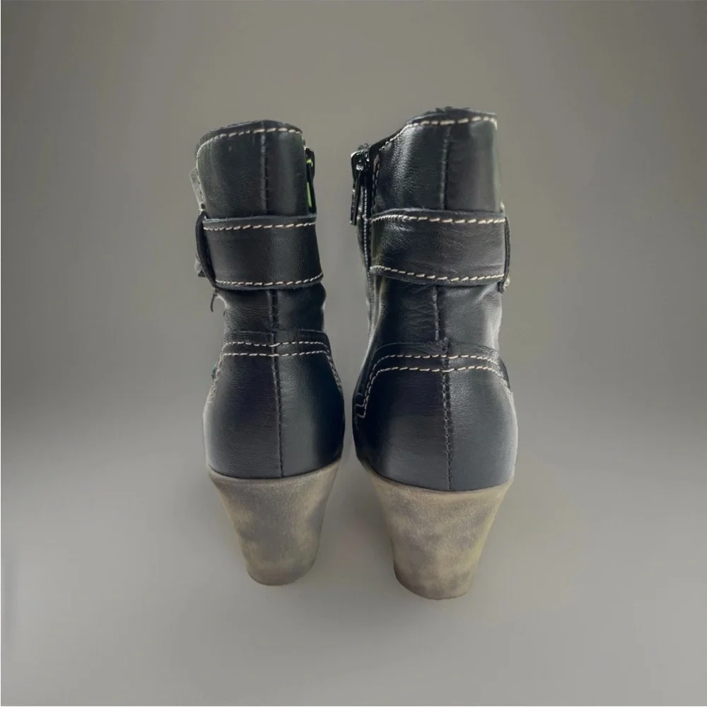 Cloud Footwear Black Leather Heeled Boots Size 38/7.5